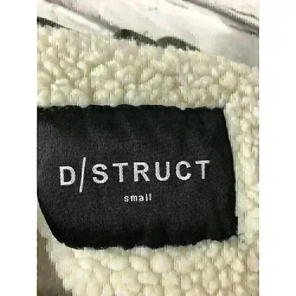 D/Struct Mens Size Small Gray Hooded Button Up Parka Jacket Sherpa Lined - Picture 3 of 6